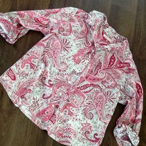 COLDWATER CREEK pink paisley button blouse SZ PXL